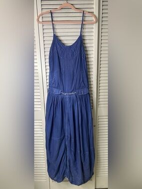 Chaudry KC Blue‎ Maxi Dress with Embroidered Neckline Size M